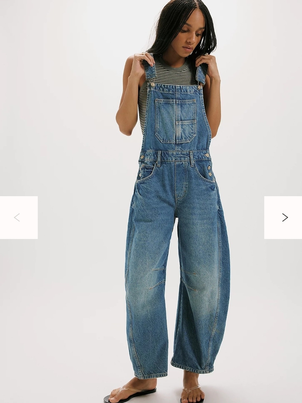 We The Free Vintage Wash Blue Denim Wide-Leg Overalls